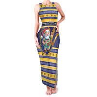 Personalized Barbados Christmas Family Matching Tank Maxi Dress and Hawaiian Shirt Bajan Map Santa Trident - Wonder Print Shop