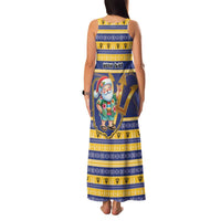 Personalized Barbados Christmas Family Matching Tank Maxi Dress and Hawaiian Shirt Bajan Map Santa Trident - Wonder Print Shop