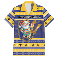 Personalized Barbados Christmas Hawaiian Shirt Bajan Map Santa Trident - Wonder Print Shop