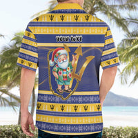 Personalized Barbados Christmas Hawaiian Shirt Bajan Map Santa Trident - Wonder Print Shop