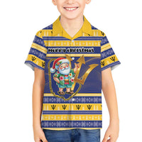 Personalized Barbados Christmas Hawaiian Shirt Bajan Map Santa Trident - Wonder Print Shop