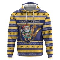 Personalized Barbados Christmas Hoodie Bajan Map Santa Trident - Wonder Print Shop