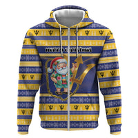 Personalized Barbados Christmas Hoodie Bajan Map Santa Trident - Wonder Print Shop