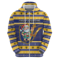 Personalized Barbados Christmas Hoodie Bajan Map Santa Trident - Wonder Print Shop