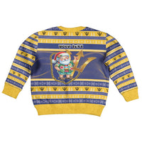 Personalized Barbados Christmas Kid Ugly Christmas Sweater Bajan Map Santa Trident - Wonder Print Shop