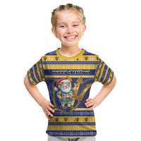 Personalized Barbados Christmas Kid T Shirt Bajan Map Santa Trident - Wonder Print Shop