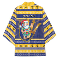 Personalized Barbados Christmas Kimono Bajan Map Santa Trident - Wonder Print Shop