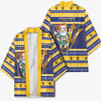 Personalized Barbados Christmas Kimono Bajan Map Santa Trident - Wonder Print Shop