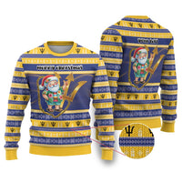 Personalized Barbados Christmas Ugly Christmas Sweater Bajan Map Santa Trident - Wonder Print Shop