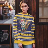 Personalized Barbados Christmas Ugly Christmas Sweater Bajan Map Santa Trident - Wonder Print Shop