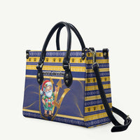 Barbados Christmas Leather Bag Bajan Map Santa Trident - Wonder Print Shop