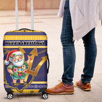 Barbados Christmas Luggage Cover Bajan Map Santa Trident - Wonder Print Shop