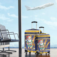 Barbados Christmas Luggage Cover Bajan Map Santa Trident - Wonder Print Shop