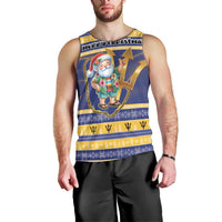 Personalized Barbados Christmas Men Tank Top Bajan Map Santa Trident - Wonder Print Shop
