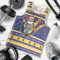 Personalized Barbados Christmas Men Tank Top Bajan Map Santa Trident - Wonder Print Shop