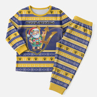 Personalized Barbados Christmas Pajama Set Bajan Map Santa Trident - Wonder Print Shop
