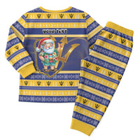 Personalized Barbados Christmas Pajama Set Bajan Map Santa Trident - Wonder Print Shop