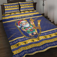 Barbados Christmas Quilt Bed Set Bajan Map Santa Trident - Wonder Print Shop