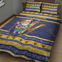 Barbados Christmas Quilt Bed Set Bajan Map Santa Trident - Wonder Print Shop