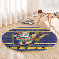 Barbados Christmas Round Carpet Bajan Map Santa Trident - Wonder Print Shop