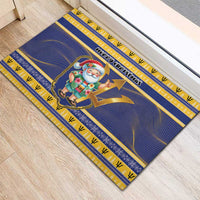 Barbados Christmas Rubber Doormat Bajan Map Santa Trident - Wonder Print Shop