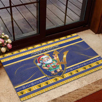 Barbados Christmas Rubber Doormat Bajan Map Santa Trident - Wonder Print Shop