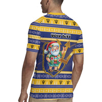 Personalized Barbados Christmas Rugby Jersey Bajan Map Santa Trident - Wonder Print Shop