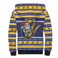 Personalized Barbados Christmas Sherpa Hoodie Bajan Map Santa Trident - Wonder Print Shop