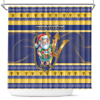 Barbados Christmas Shower Curtain Bajan Map Santa Trident - Wonder Print Shop