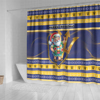 Barbados Christmas Shower Curtain Bajan Map Santa Trident - Wonder Print Shop