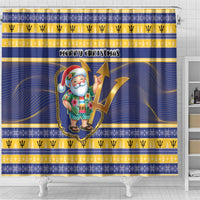 Barbados Christmas Shower Curtain Bajan Map Santa Trident - Wonder Print Shop