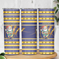 Personalized Barbados Christmas Skinny Tumbler Bajan Map Santa Trident - Wonder Print Shop