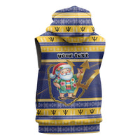 Personalized Barbados Christmas Sleeveless Zip Hoodie Bajan Map Santa Trident - Wonder Print Shop
