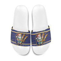 Barbados Christmas Slide Sandals Bajan Map Santa Trident - Wonder Print Shop