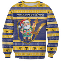 Personalized Barbados Christmas Sweatshirt Bajan Map Santa Trident - Wonder Print Shop