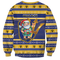 Personalized Barbados Christmas Sweatshirt Bajan Map Santa Trident - Wonder Print Shop