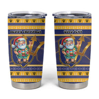 Personalized Barbados Christmas Tumbler Cup Bajan Map Santa Trident - Wonder Print Shop