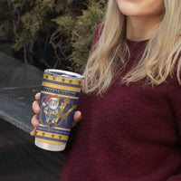 Personalized Barbados Christmas Tumbler Cup Bajan Map Santa Trident - Wonder Print Shop