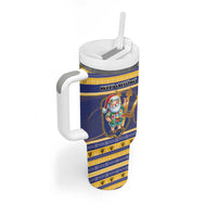 Personalized Barbados Christmas Tumbler With Handle Bajan Map Santa Trident - Wonder Print Shop