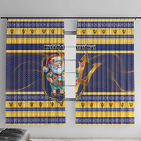 Barbados Christmas Window Curtain Bajan Map Santa Trident - Wonder Print Shop