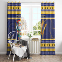 Barbados Christmas Window Curtain Bajan Map Santa Trident - Wonder Print Shop