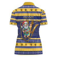 Personalized Barbados Christmas Women Polo Shirt Bajan Map Santa Trident - Wonder Print Shop