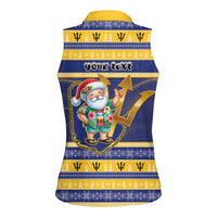 Personalized Barbados Christmas Women Sleeveless Polo Shirt Bajan Map Santa Trident - Wonder Print Shop