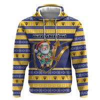 Personalized Barbados Christmas Zip Hoodie Bajan Map Santa Trident - Wonder Print Shop