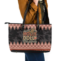 Howdy Christmas Leather Tote Bag Have a Holly Jolly Christmas - Wonder Print Shop