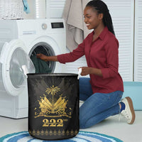 Ayiti 222nd Independence Day Anniversary Laundry Basket Haiti Gold VeVe Pattern - Wonder Print Shop
