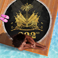 Ayiti 222nd Independence Day Anniversary Beach Blanket Haiti Gold VeVe Pattern - Wonder Print Shop