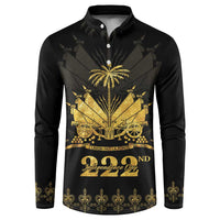 Ayiti 222nd Independence Day Anniversary Button Sweatshirt Haiti Gold VeVe Pattern