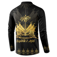 Ayiti 222nd Independence Day Anniversary Button Sweatshirt Haiti Gold VeVe Pattern