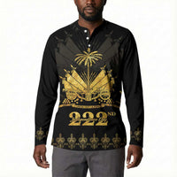 Ayiti 222nd Independence Day Anniversary Button Sweatshirt Haiti Gold VeVe Pattern